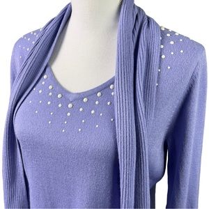 Carolyn Taylor Sweater Women's Purple Bliss Pearl Accent Pullover Size XL